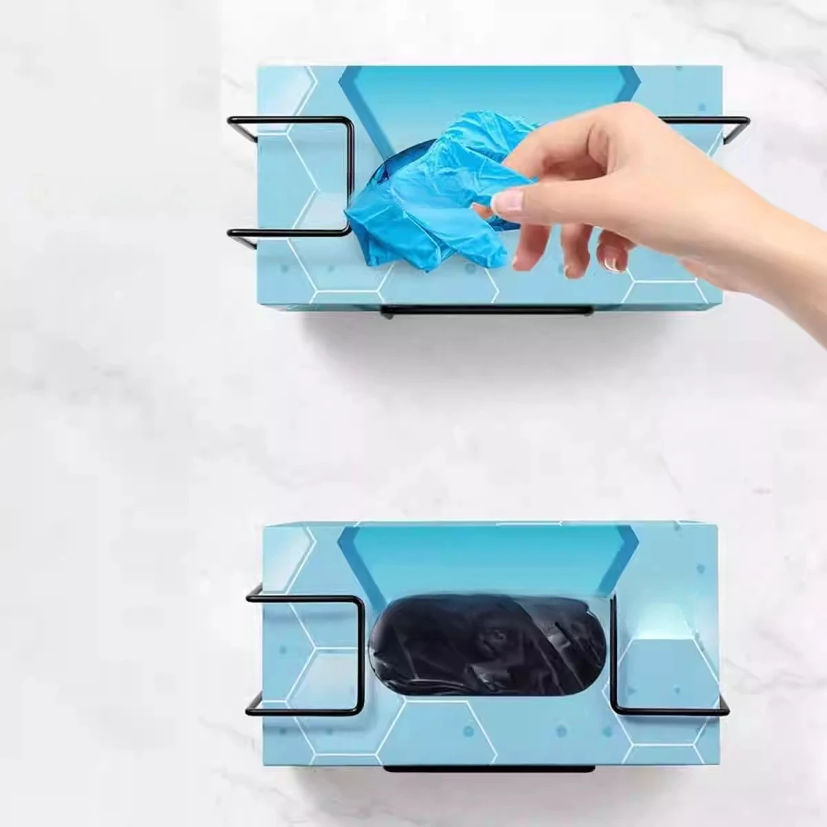 Black Metal Glove Box Holder Wall Mounted Glove Dispenser for Placing Face Towel Box or Baby Wet