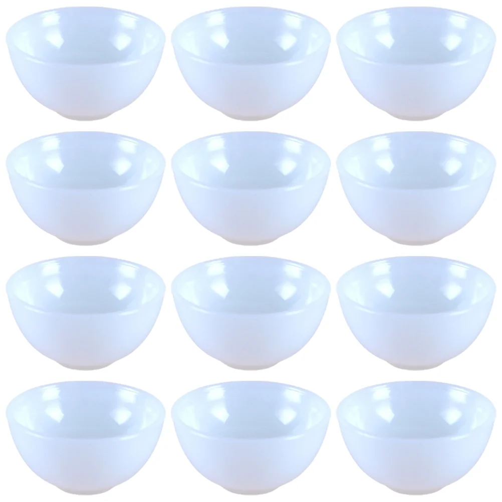 12 Pcs Weighted Toy Simulation Bowl Model Miniature House Accessories Headset Kitchen Tiny White for