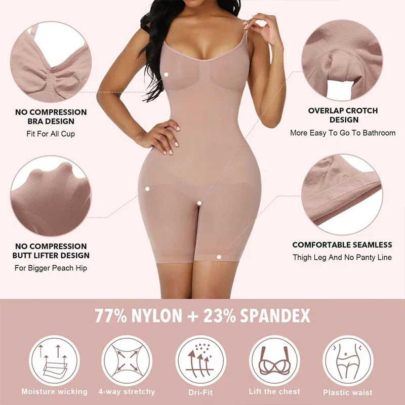 Shapewear Open Crotch Bodysuit Shapewear Jumpsuit Body Shaper Compress Tummy Control Shapers Spandex Elastic Shape Seamless