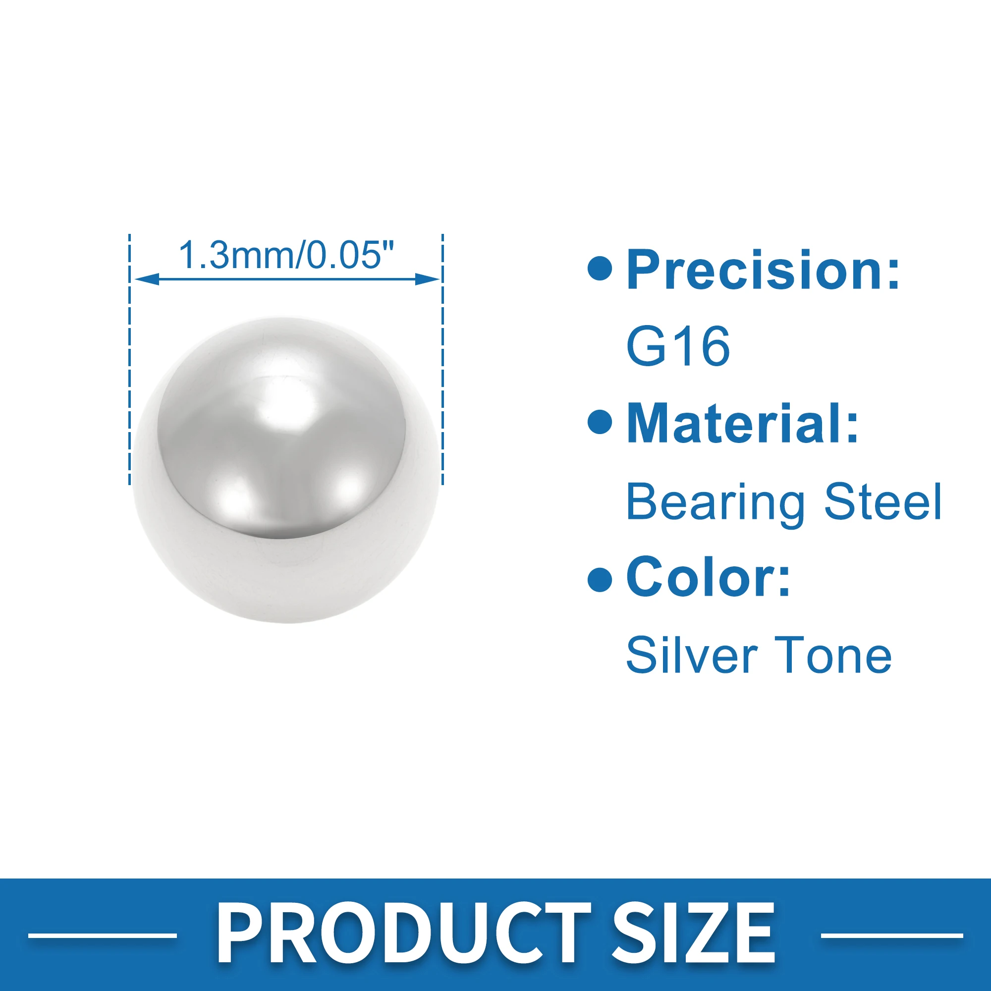 X Autohaux 1.3 ملم محمل كروي فولاذي G16 كرة دقيقة فضية اللون 600 قطعة #3