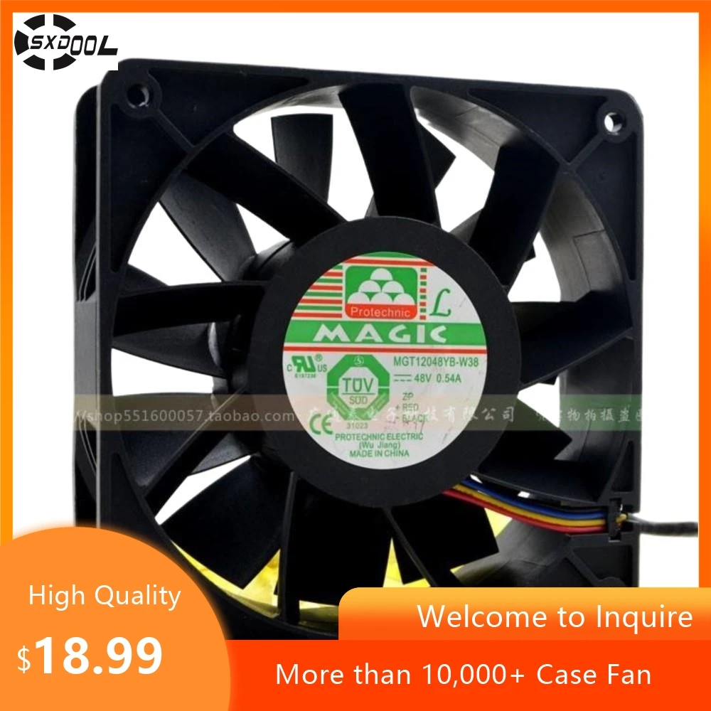 

For MGT12048YB-W38 120x120x38mm 48V 0.54A Dual Ball 4500RPM 235CFM PWM High-Performance Fan