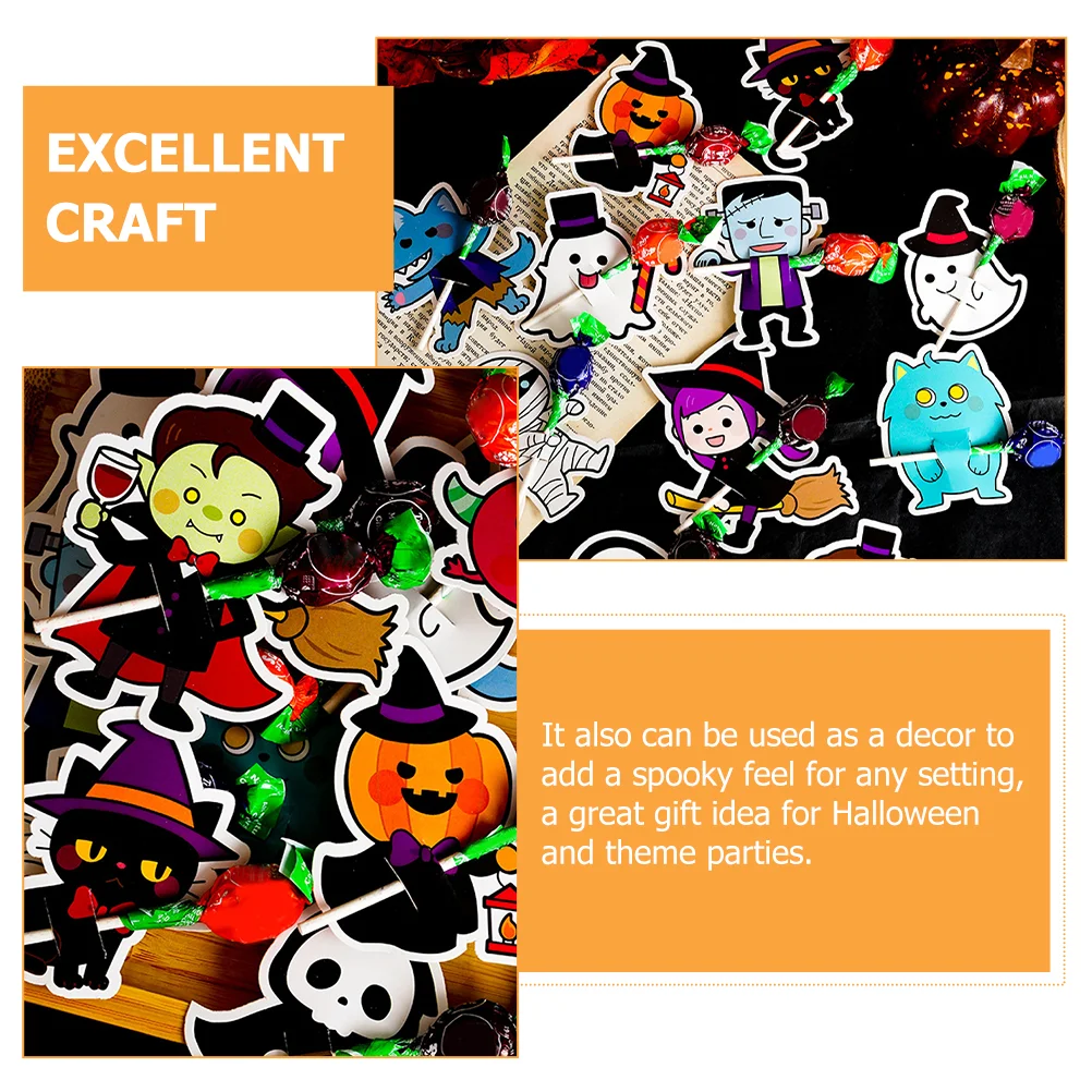 200 Pcs Lollipop Decorative Card Cards Supplies Halloween Theme Party Paper Candy Holder Adorable Adorn