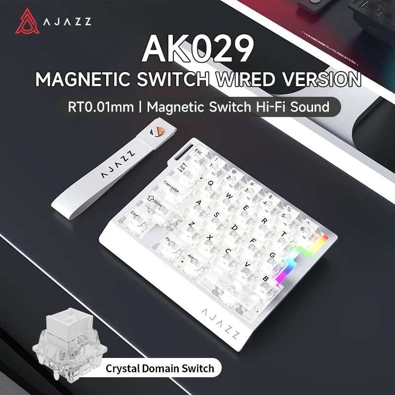 AJAZZ AK029 Bedraad professioneel gamingtoetsenbord, 29-toetsenindeling met 20 RGB-verlichtingseffecten, volledig hot-swappable, gevlochten kabel