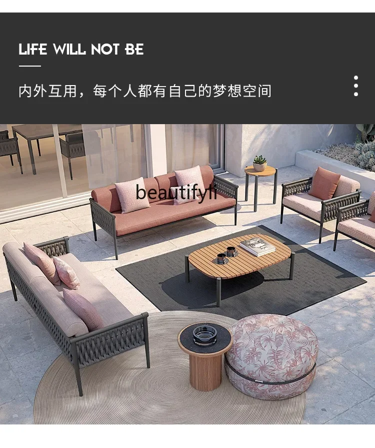 Outdoor Leisure Sofa Rattan Chair Custom Open-Air Homestay Garden Courtyard Terrace Creative Rattan Chair Sofa Hotel Furniture