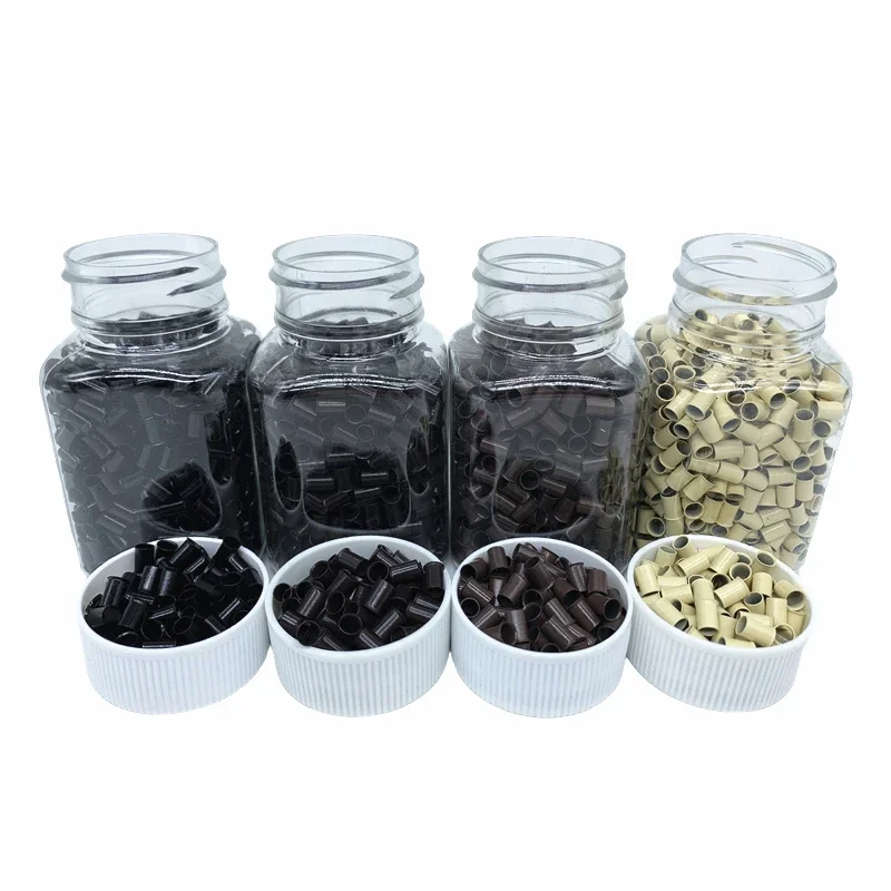 Wholesale 4.0x6.0mm 500pcs Long Euro Lock Flared Flaring Copper Tube Rings Beads Hair Extension Tools for Human Hair Extensions