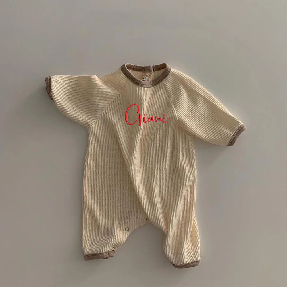 Custom Embroidery Name Children's Clothing Autumn Babies Jumpsuit Personalized Baby Shower Party Sweater Toddler Crawling Suits