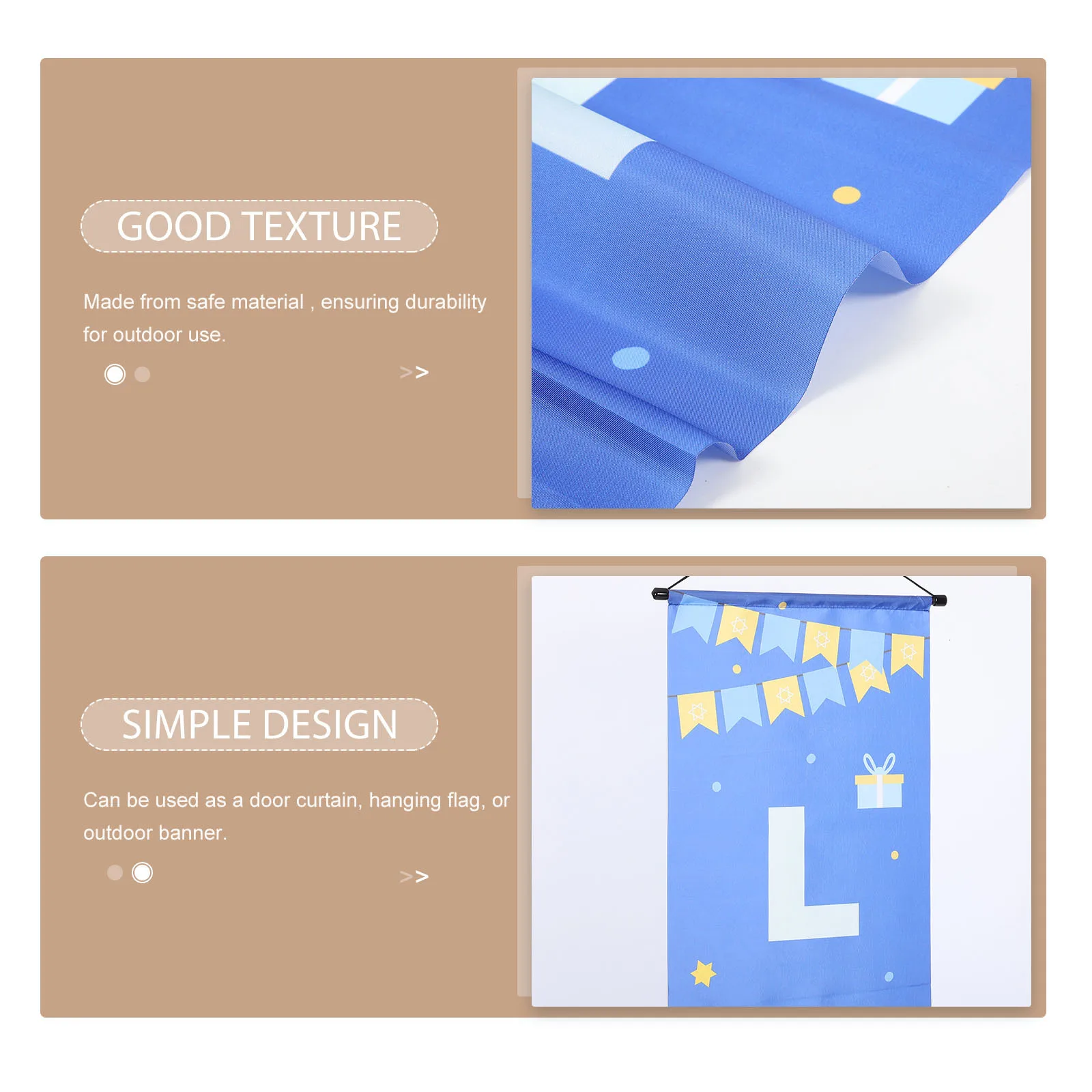 

1Pair Hanging Flag Outdoor Banner Hanukkah Porch Door Couplets Hanukkah Festival Decorations Durable Weatherproof