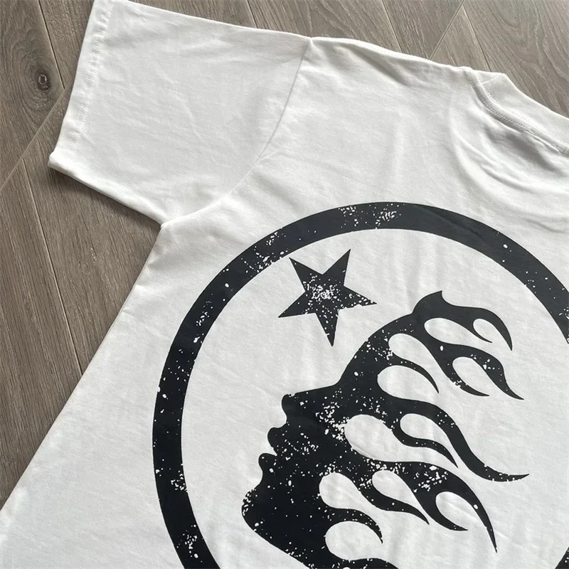 

24ss Hell Star White Classics T Shirt Men Women 1:1 Best Quality Casual Pure Cotton Logo Graphic T Shirts