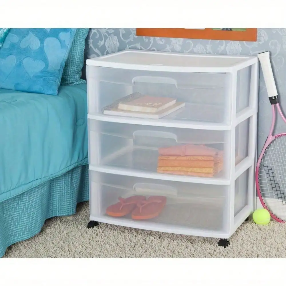 

Large 3-type drawer storage trolley that can even be doubled as a bedside table, clear drawer