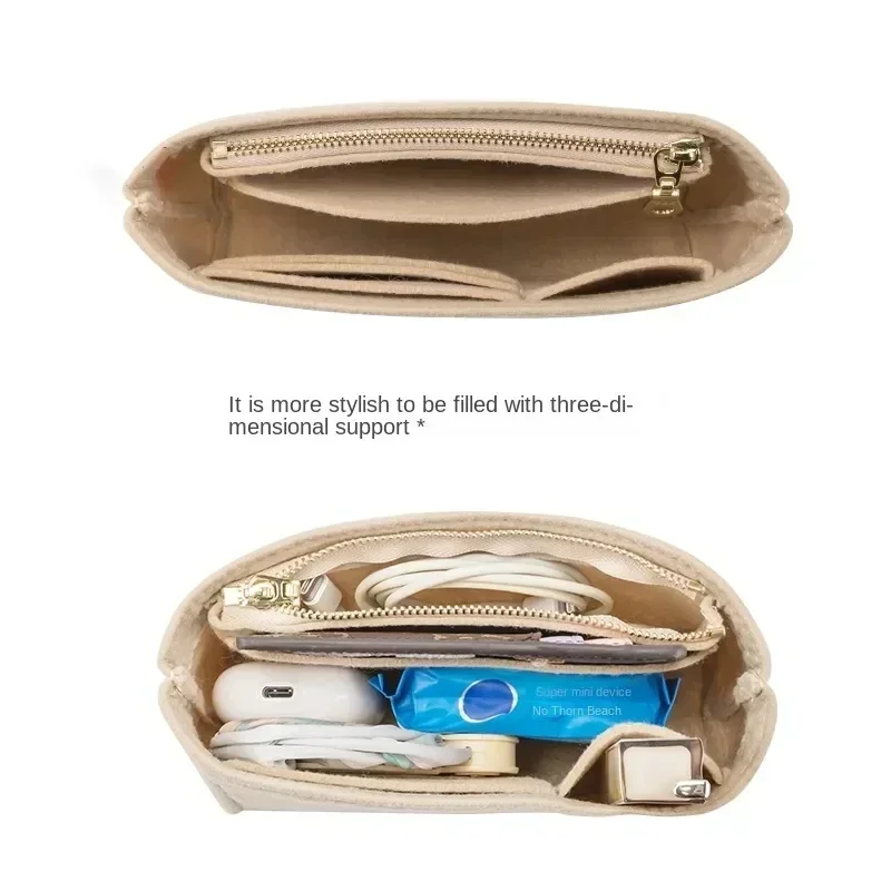 Durable Bag Organizer Soft Felt Liner Pocket Accessory For Longchamp Mini Bag Handbag Expand Storage Space Insert Pocket