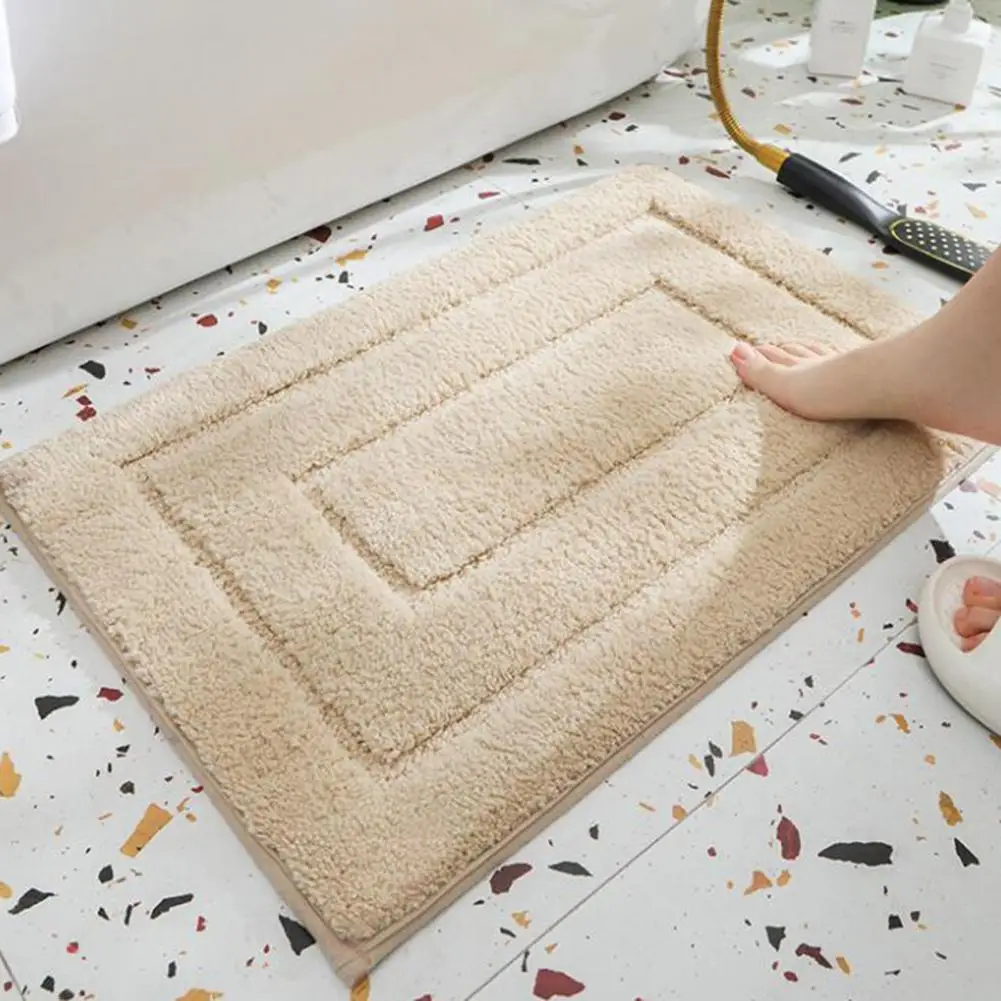 Floor Rug Soft Thick Great Water Absorbent Non-Slip Shaggy Soft Plush Bathroom Carpet Machine Washable Non-Skid Floor Mat