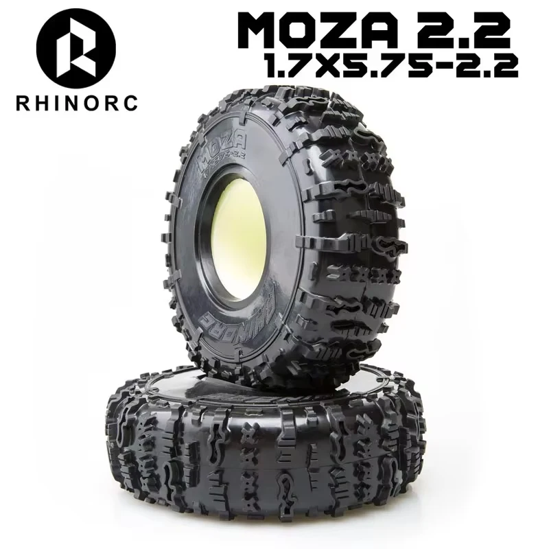 Neumáticos RhinoRC MOZA de 2.2 Pulgadas para Crawler RC, Compuesto Super Adherente para Competición y Clase Deportiva, 2 Piezas