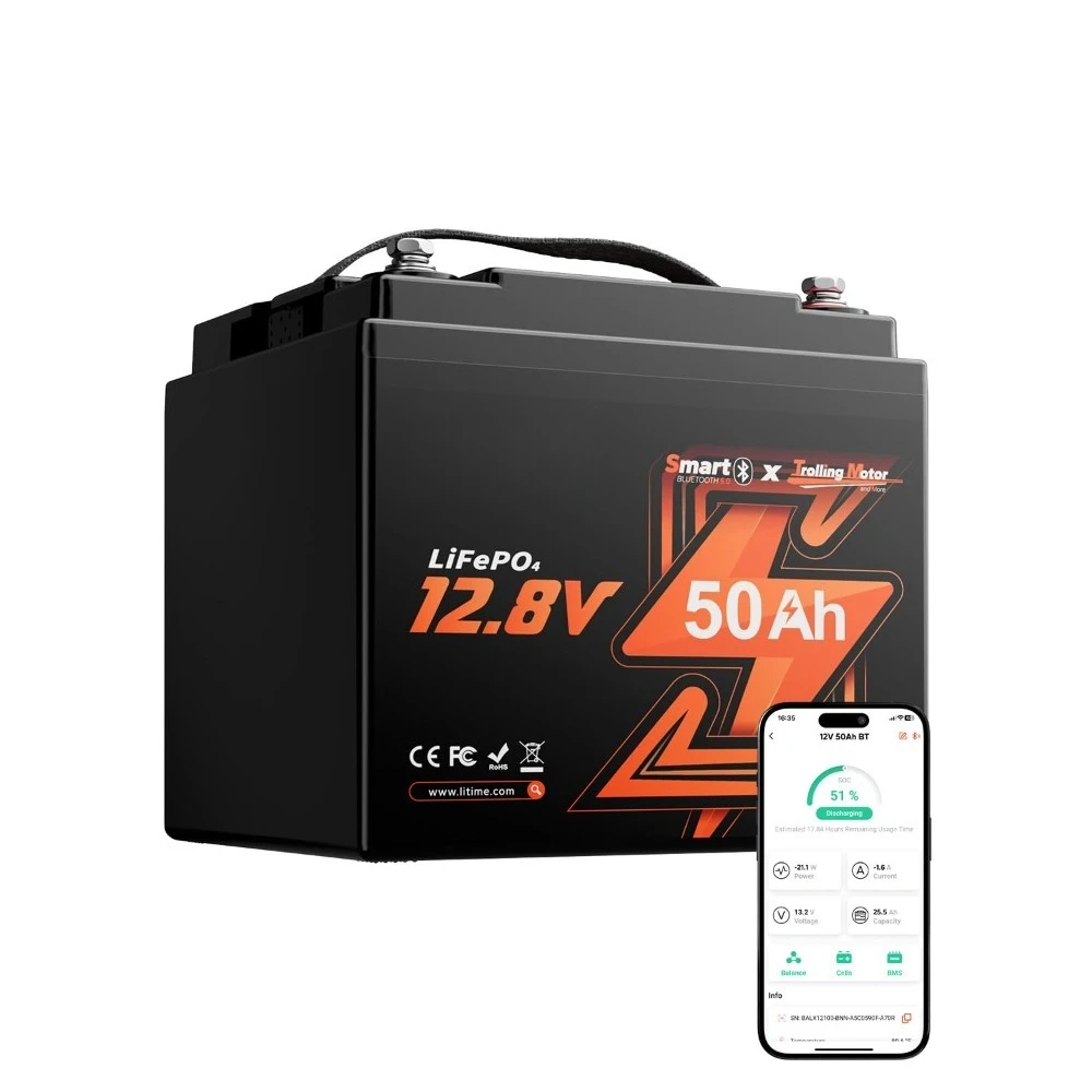 

Аккумулятор LiFePO4 12В 50Ач для троллинговых моторов с Bluetooth, морской аккумулятор глубокого разряда 4000+ циклов с низкотемпературной функцией, на заказ