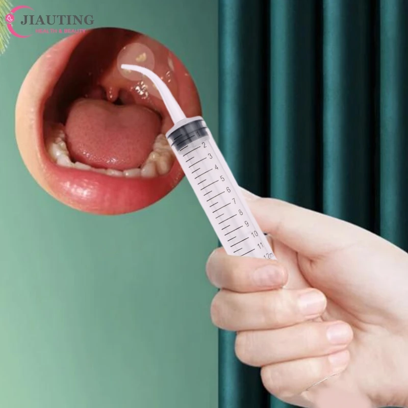 Siringa per irrigazione dentale irrigatore con presa per Tonsil da 12ml per l'igiene orale con punta curva strumento dentale monouso per uso dentista