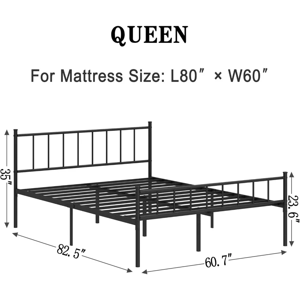 Queen Size Metal Platform Bed Frame with Heavy Duty Metal Slat Support,14\