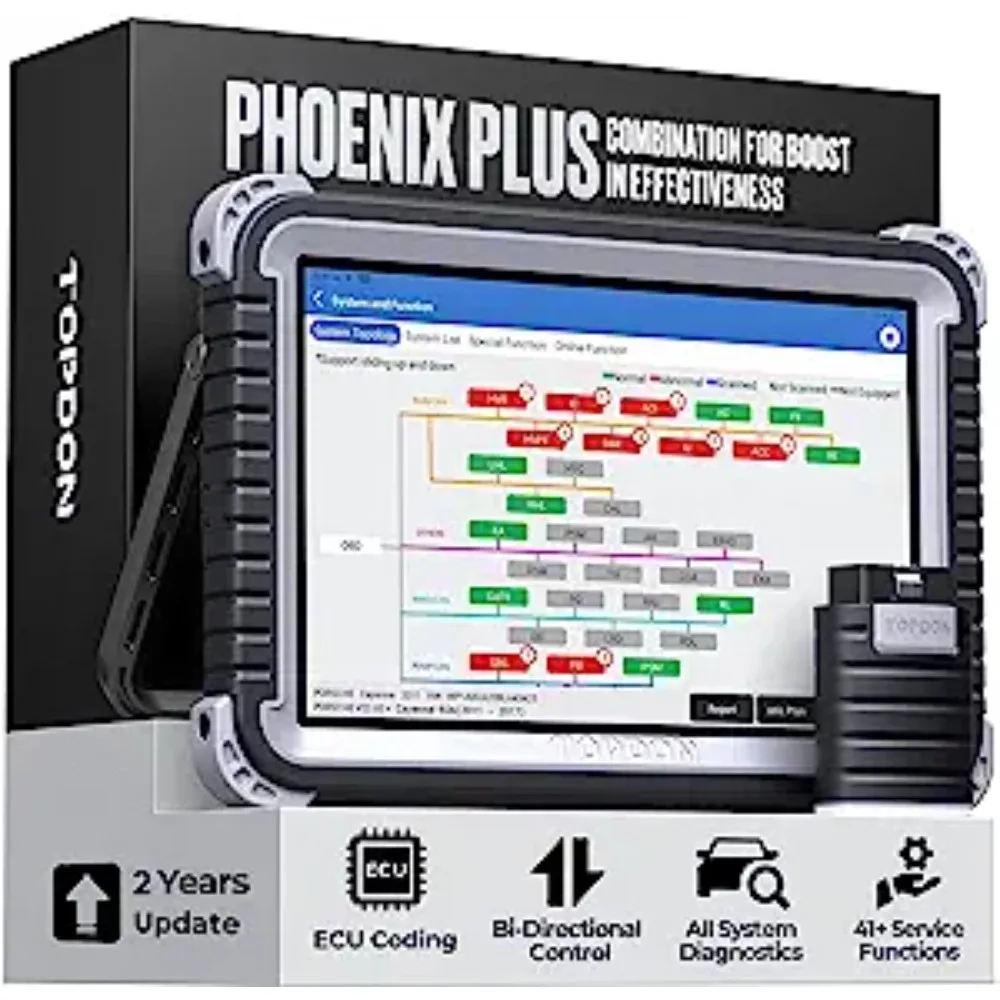 TOPDON-Scanner de diagnostic bidirectionnel Phoenix Plus, outil d'analyse de codage ECU, pigments clés, système complet OEM, IMMO, topologie, nouveau