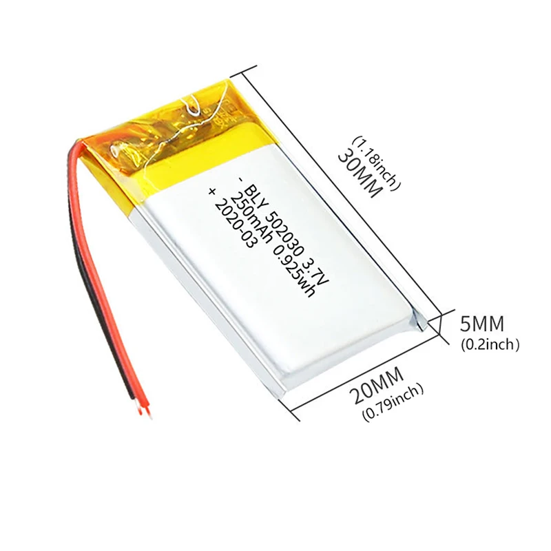 502030 200/250mAh Lithium Polymer Rechargeable Battery For Tablet PC LED Light Speaker Li-ion Lipo