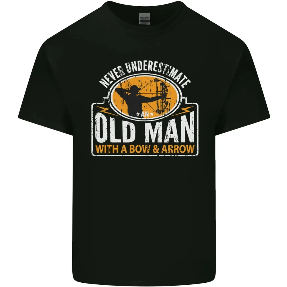 Old Man With a Bow & Arrow Funny Archery Mens Women Summer Tees Cotton T-Shirt Tee Top Anime Graphic