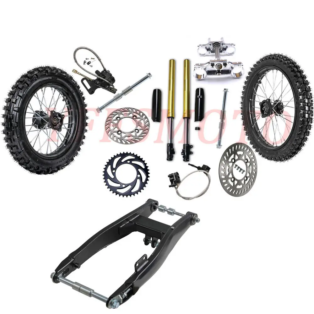 14''+17'' Wheel Tyre Swingarm Front Fork Triple Tree Disc Rotor for KX YZ85 RM80  ATV Quad Buggy Cart Trike