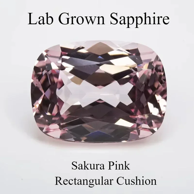 

L-Lab выращенный сапфир Сакура розовый прямоугольный форма подушки VVS1 подвески DIY для изготовления драгоценных камней ожерелье выборный сертификат