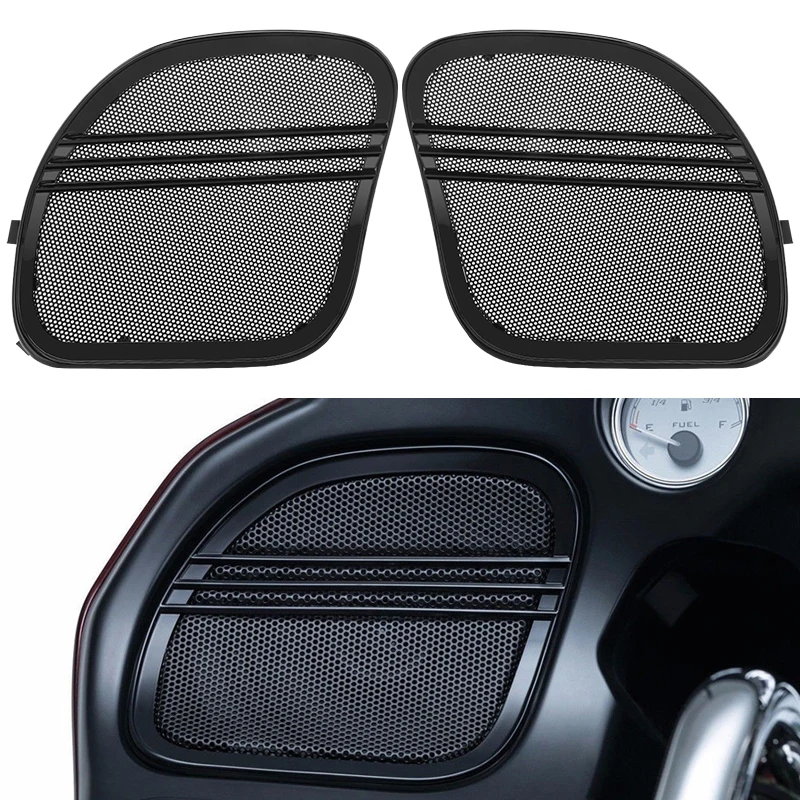 Motorbike Covers Parts Tri-Line Speaker Grills Cover Trim Mesh Black For Harley Touring Road Glide Limited Special 2015-UP