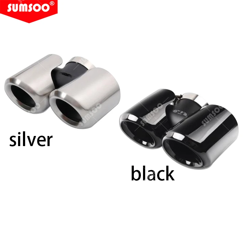 Echtes Dual-Autozubehör für Land Rover Defender, schwarze Edelstahl-Auspuffspitze, Doppelendrohr-Modifikationsschalldämpfer