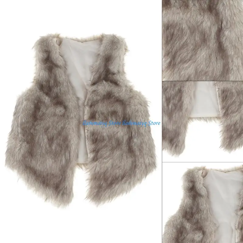 573B Stylish Artificial Furs Vest In Gradient Colors Women Casual Outerwear Soft Warm Coat Design
