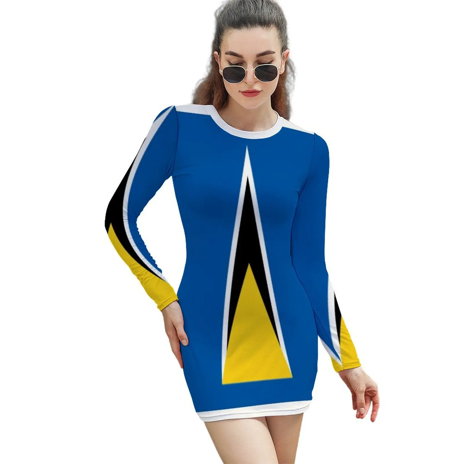 ST LUCIA FLAG Long-Sleeved Sheath Dress dress summer women long dresses summer dress women's summer 2024