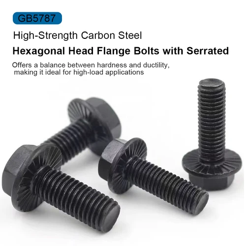 Imagen 2 del producto Pernos de cabeza con bridas hexagonales NINDEJIN, acero al carbono de grado 10,9, M6, M10, M12, M14, M16, pernos con brida hexagonal negra para pernos de coche y motocicleta