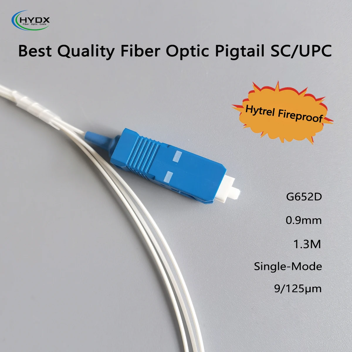 10pcs SC/UPC Fiber Pigtail Single-Mode 9/125μm G652D Hytrel Fireproof Jacket 1.3m Tight Buffer 0.9mm SC Fiber Optic Pigtail
