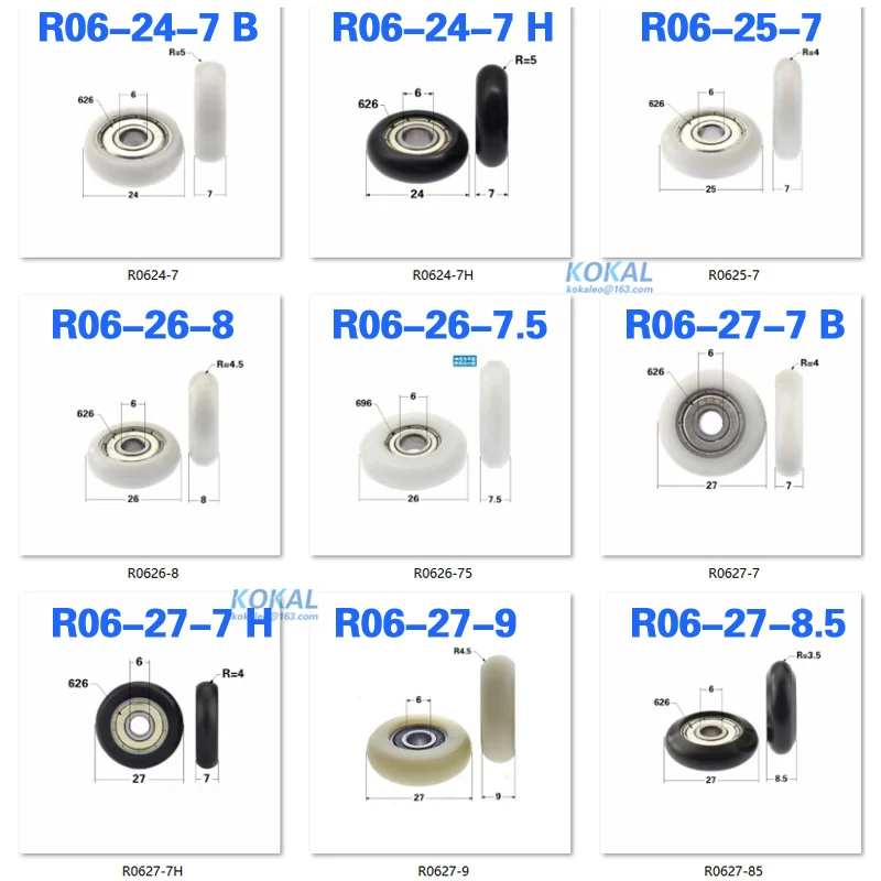 AR-rodamiento de bolas de tipo redondo, alta calidad, recubierto con pom de plástico PA, todo tipo de rodillos deslizantes, polea de rueda DIY,
