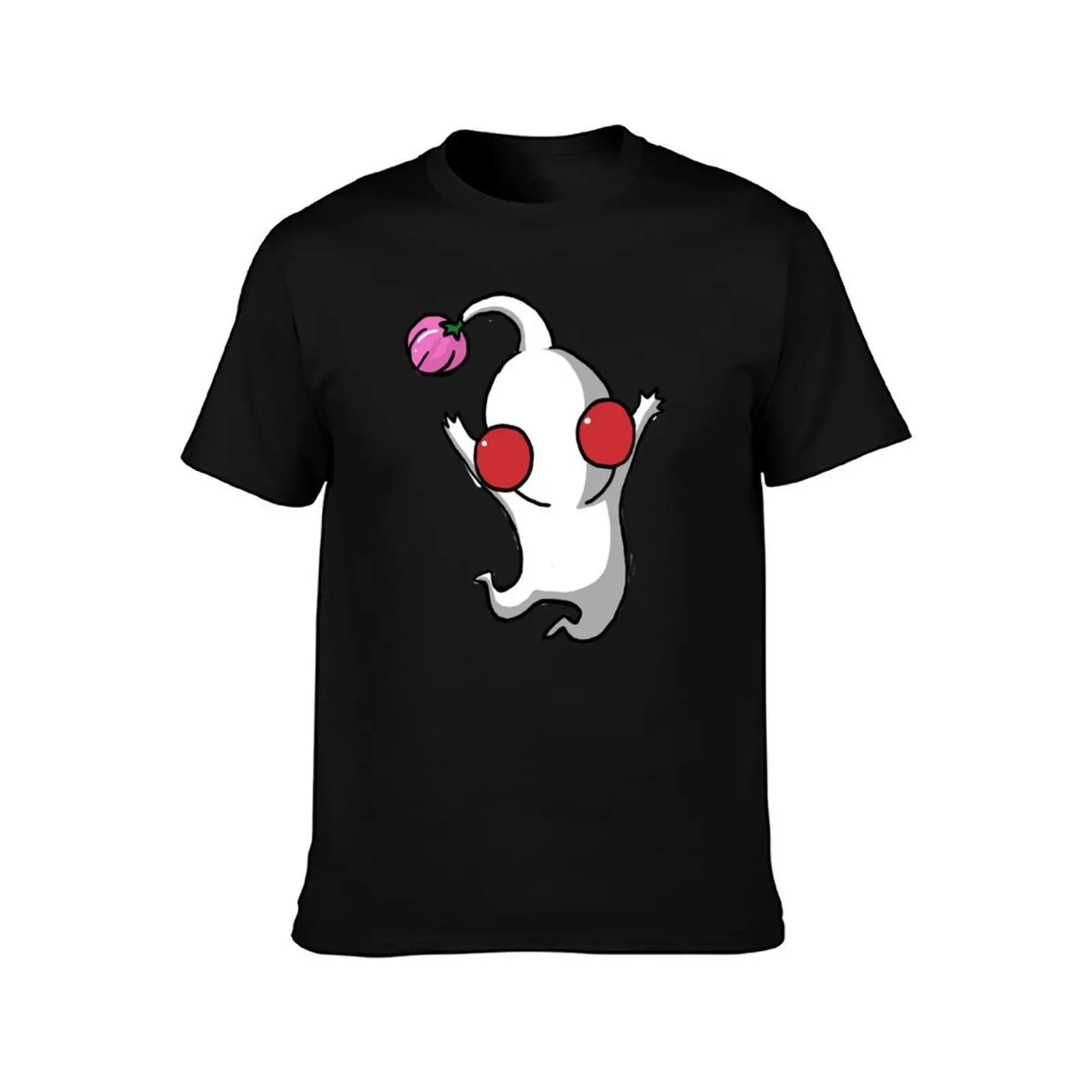 White Jumping Pikmin T-Shirt, Summer Casual Cotton Tee, Oversized Streetwear Tops, Vintage Graphic Print, Loose Fit Short Sleeve