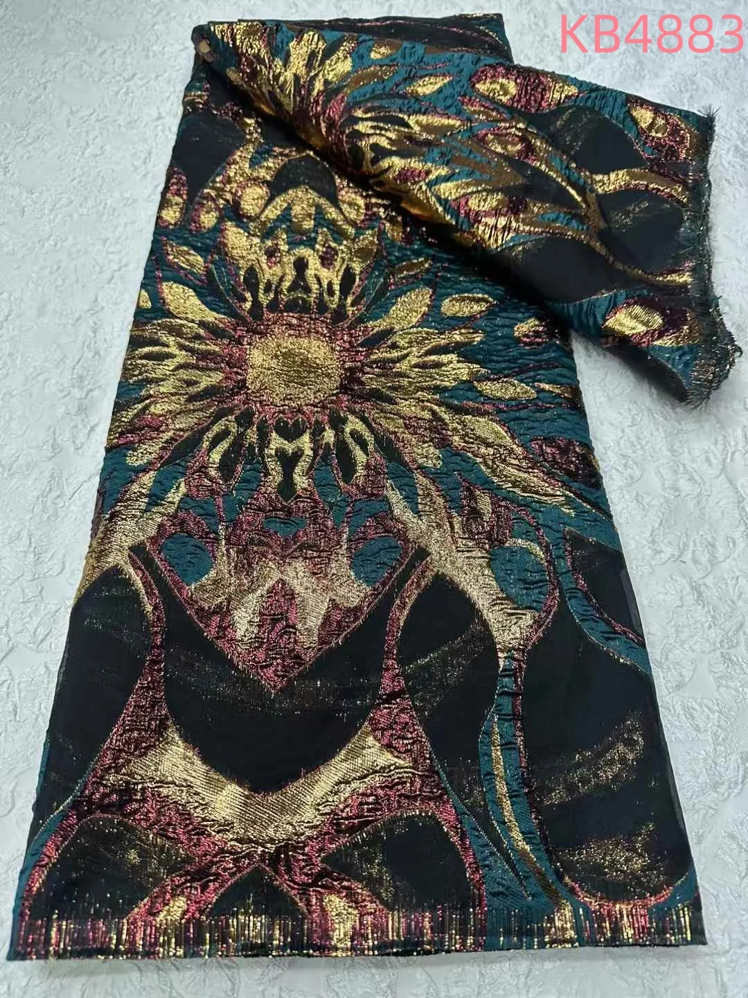 Brocade Jacquard Lace Fabric African Lace Fabric 5 Yards High Quality 2024 Green Lace Nigerian Fabric For Wedding Dress KB4883