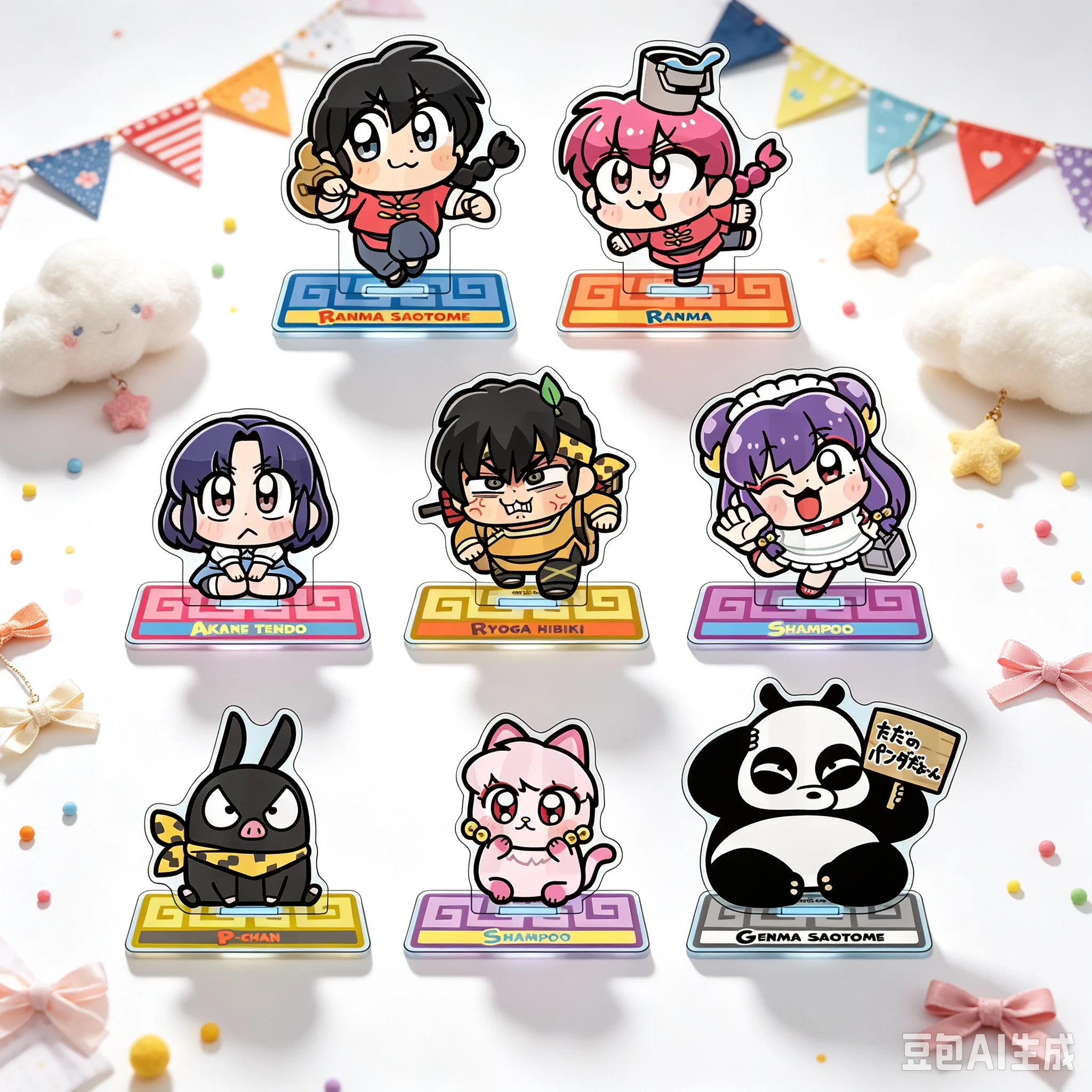 High Pixel Hot 10CM Anime Ranma 1/2 Model Action Figure Peripheral Collection Acrylic Stand Model Decorations Gifts Hot Keychain