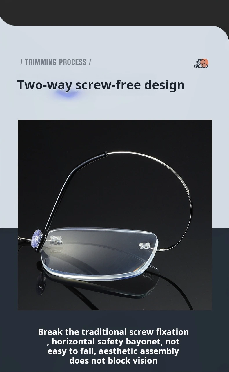 Neue Titan-Lesebrille für Männer und Frauen Klassische Rahmenlose Gleitsichtbrille Ultraleichte Anti-Blaulicht Weitsichtbrille – Detail 2
