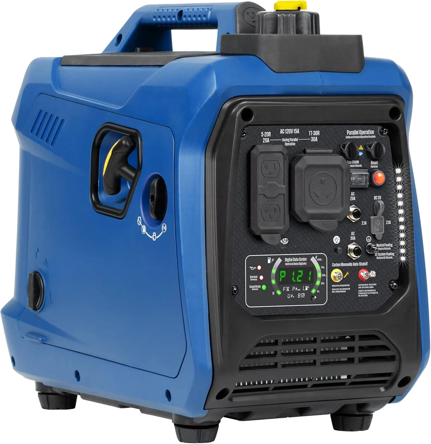 

2550 Peak Watt Super Quiet & Lightweight Portable Inverter Generator, RV Ready 30A Outlet, Gas Powered, CO Sensor