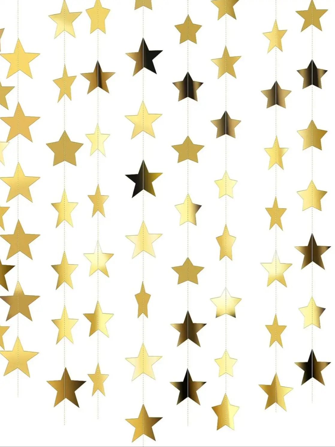 Goldglitzerndes Sterngirlanden-Banner – 130 Fuß Weihnachtsfeier-Dekoration, Hochzeit, Heimkehr, Klassenzimmer, Halloween, Geburtstagsfeier – Detail 3