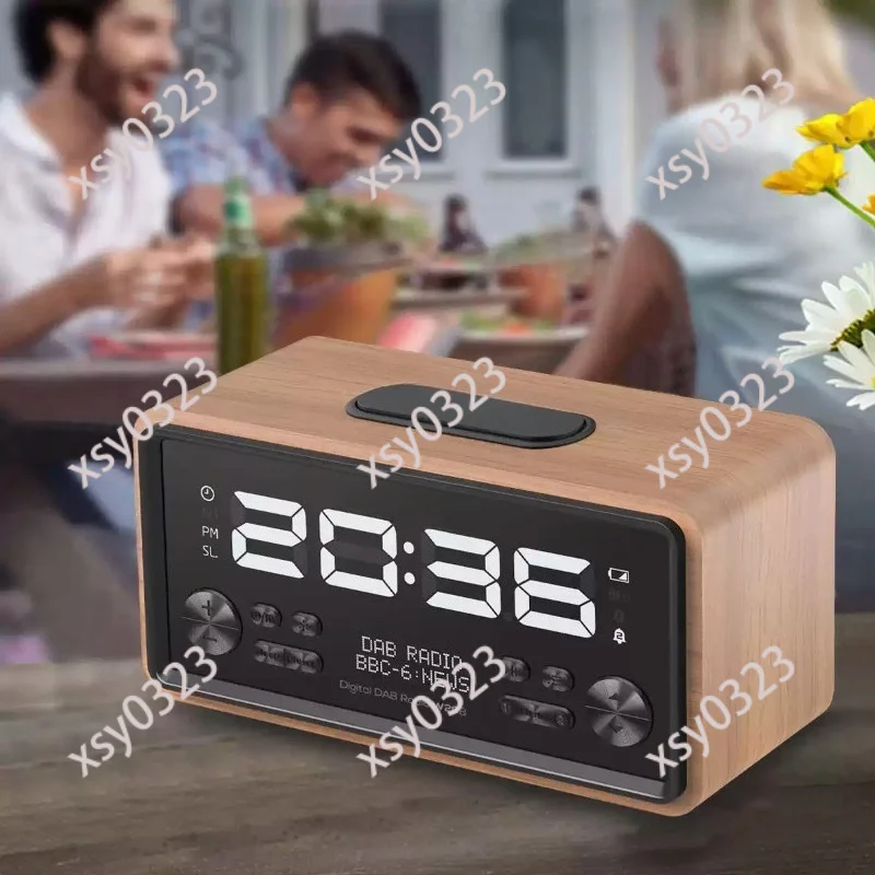 DAB+ FM Bluetooth 5.0 Speaker, Wireless Charging Alarm Clock Home Audio Player