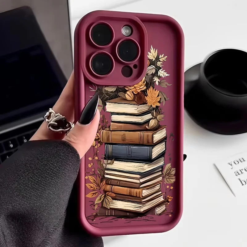 Custodia per telefono modello libri vintage per iPhone 17 Air 16 Pro 15 14 12 13 Pro Max 16e 11 Cover morbida in silicone per iPhone 15 16 Plus