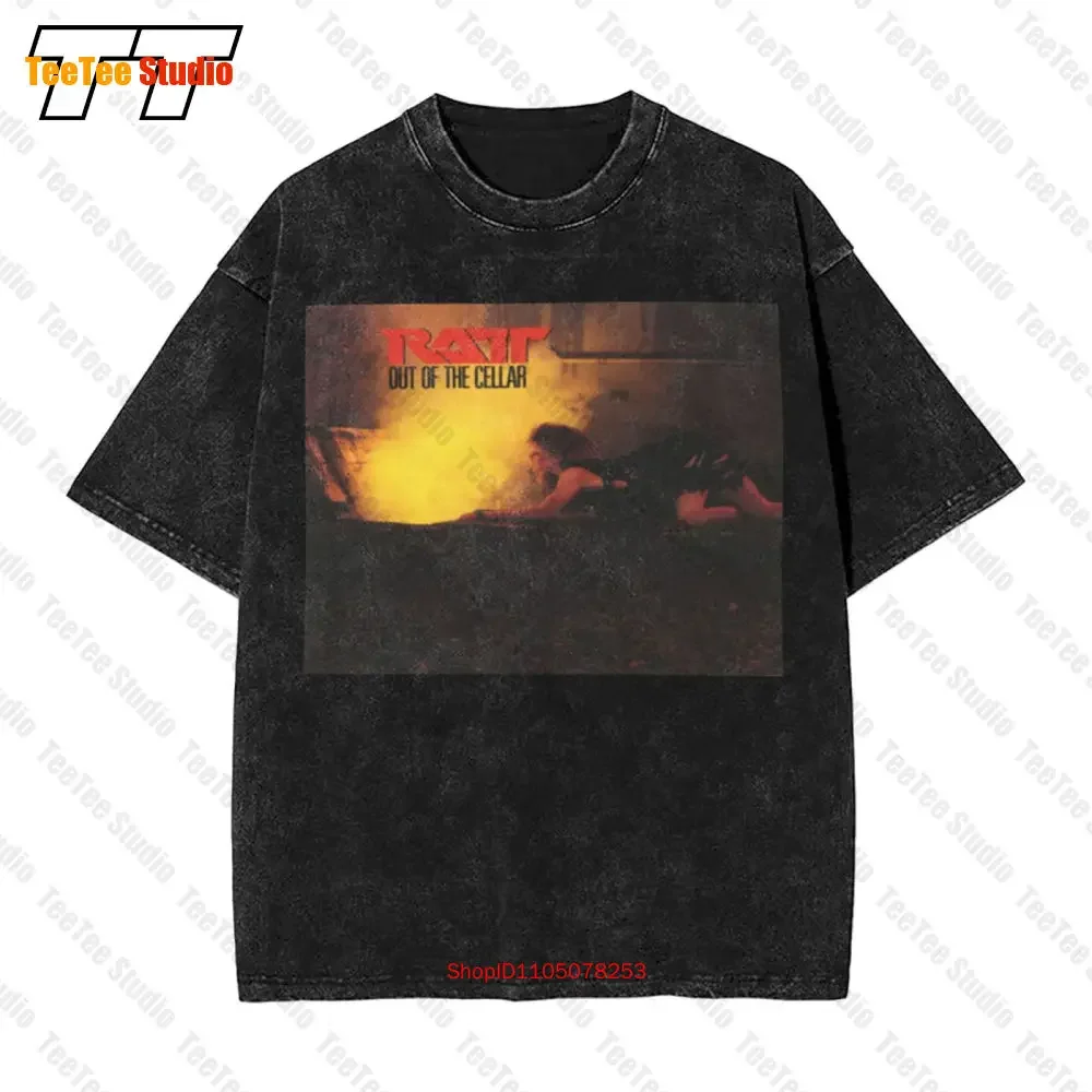 Ratt Out Of The Cellar Vinyl Cd Cover Vintage Oversized T-Shirt 2UBP