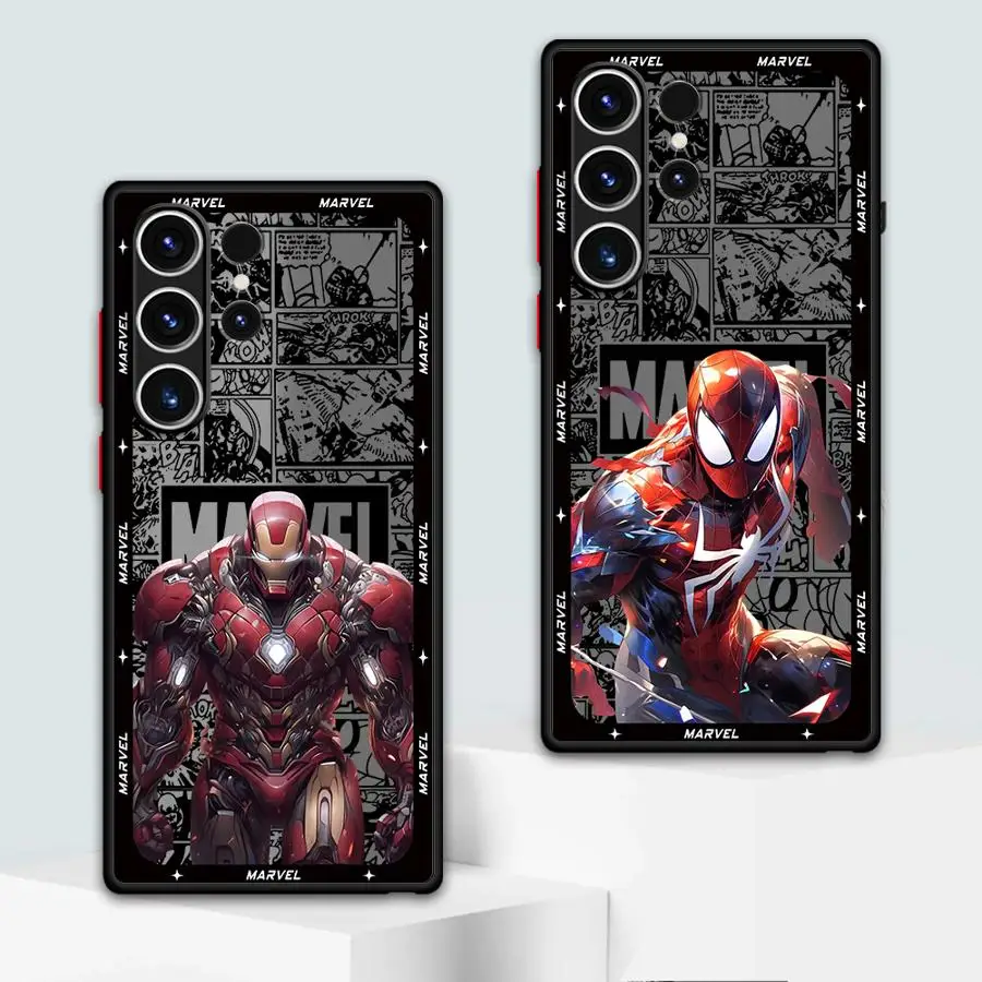 Marvel SpiderMan IronMan Phone Case for Samsung Galaxy S25 S24 Ultra S20 FE S10 Lite S23 Ultra S9 S22 Plus S21 TPU Soft Cover