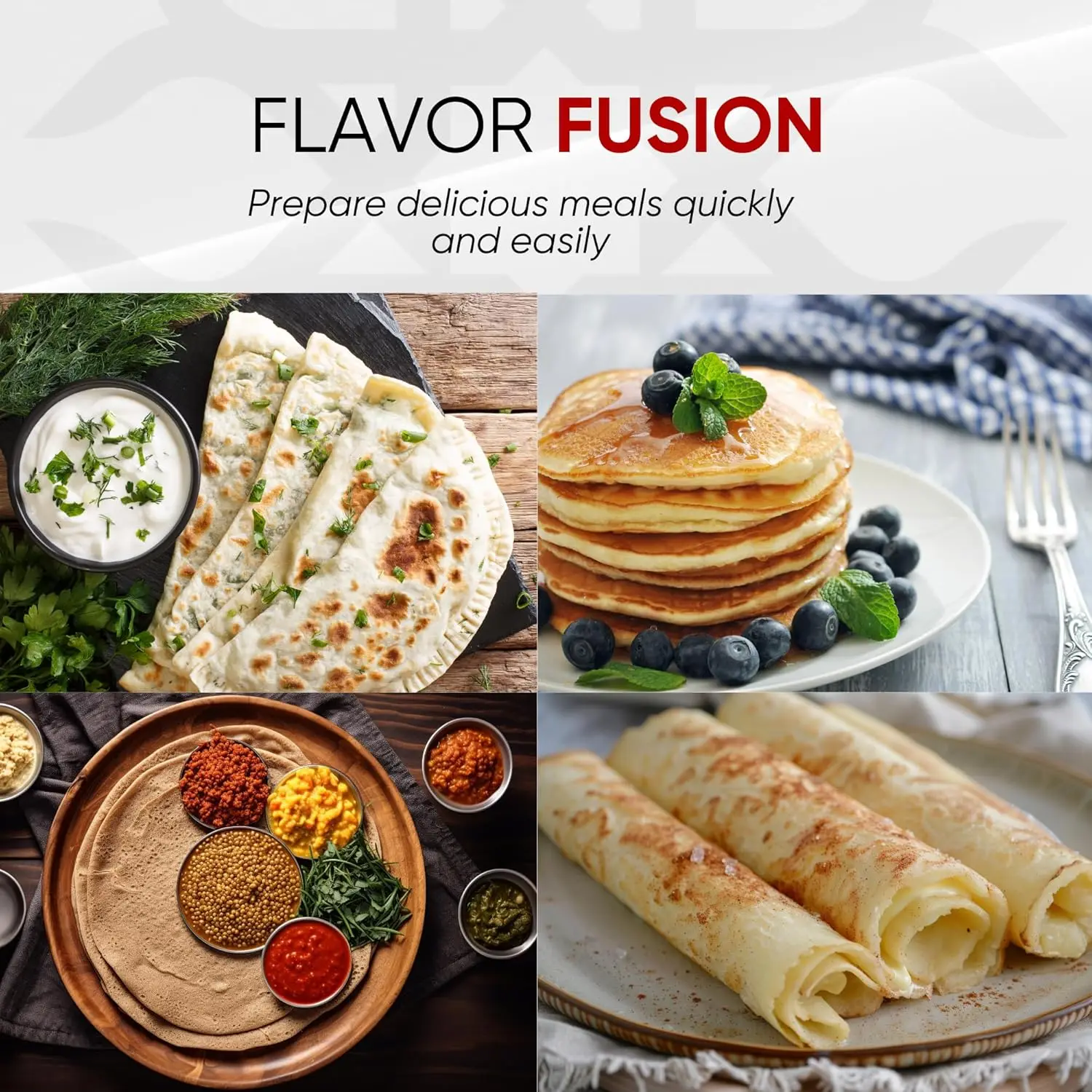 Ethiopian Injera, Somalian Anjero, Crepe, Lefse, Mogogo, Mitad, Pancake Teff Maker - Adjustable Digital Heat Control - Non-Stack