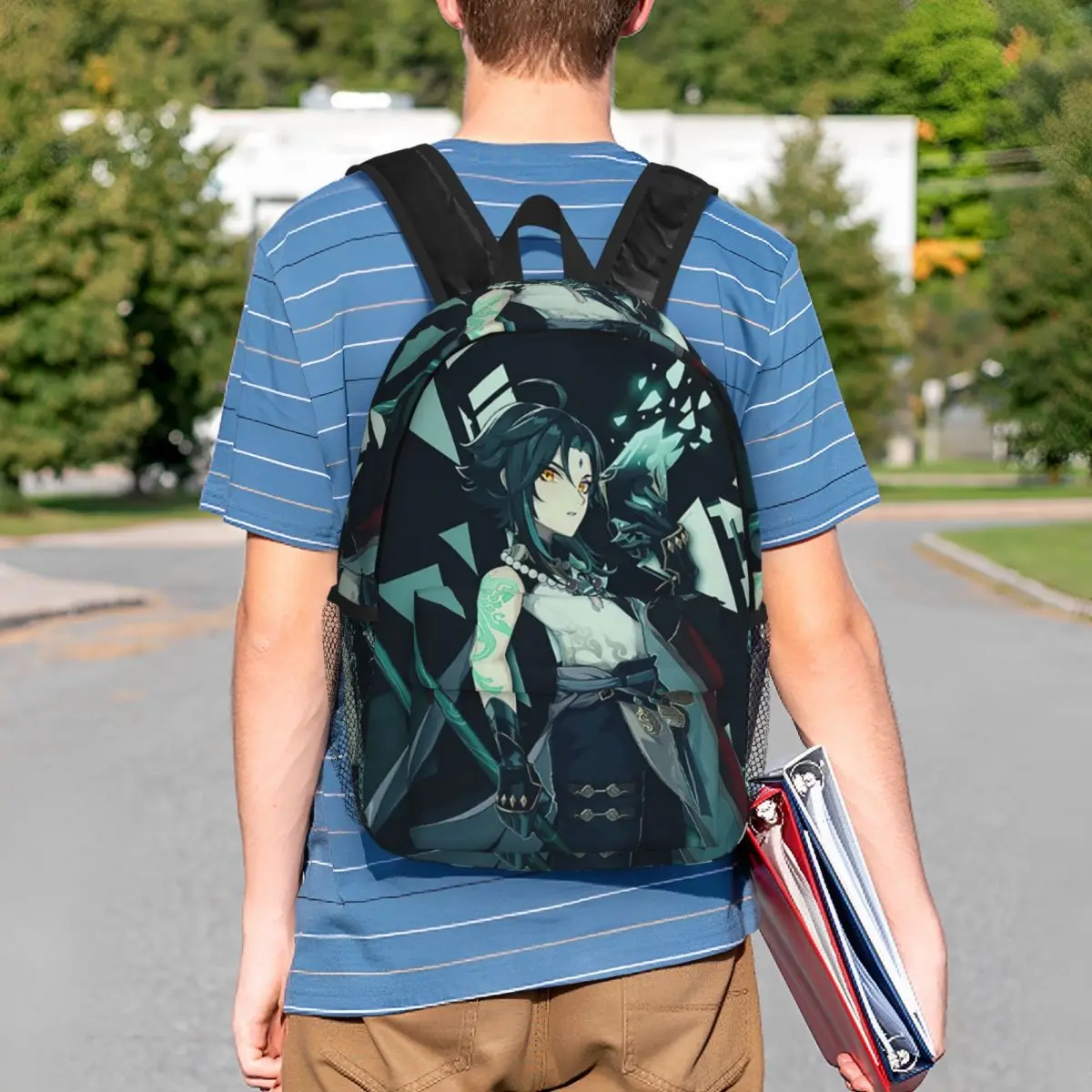 Genshin Impact Xiao Backpack Student BookBag Boys Girls School Bag Computer Shoulder Bags