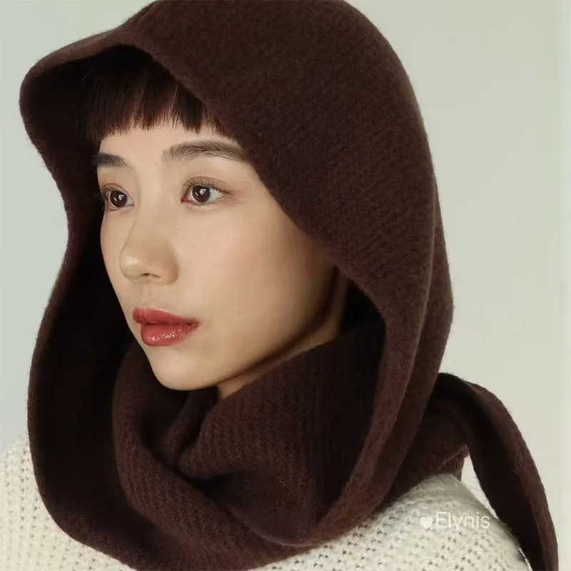 وشاح بغطاء للرأس حراري مقاوم للرياح من الصوف 100% باللون الأحمر للتزلج وركوب الدراجات قناع وجه شتوي وتدفئة الرقبة معدات الطقس البارد