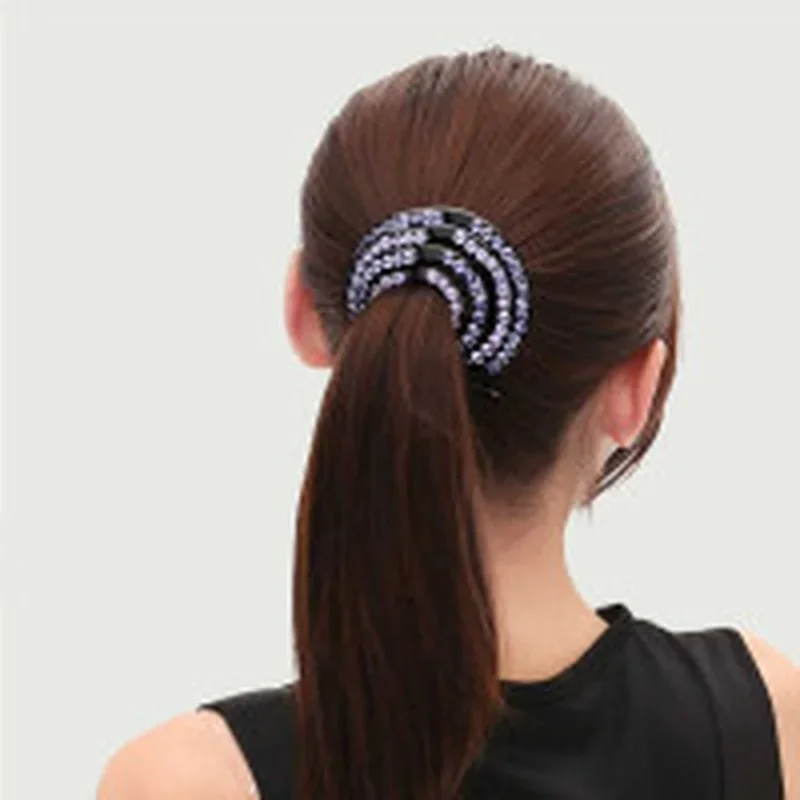 2026 New Bling Rhinestone Top Hair Clip Simple Personalized Ponytail Pan Hair Headdress Women Daily Party Hair Accessory