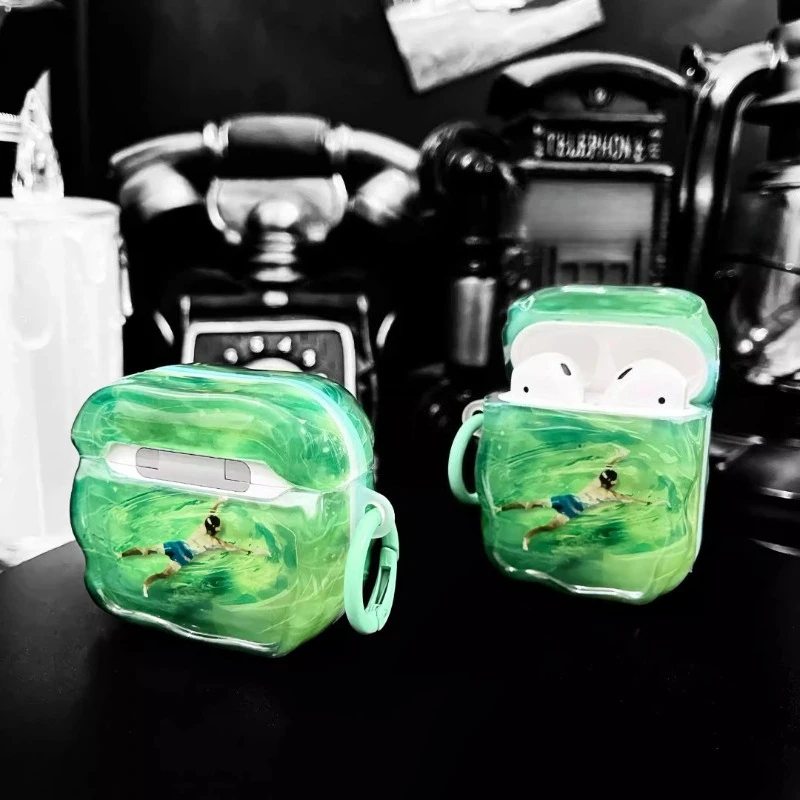 

Oil Painting Swimmer Theme AirPods Pro Case TPU Material Abstract AirPod Case Personalized Creative Earphone Protective Cover