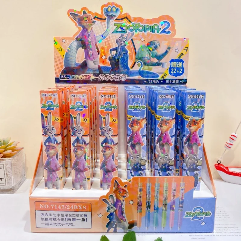 

24 шт./лот Kawaii Disney Zootopia Press гелевая ручка милые 0,5 мм черные чернила нейтральные ручки рекламный подарок офисные школьные принадлежности