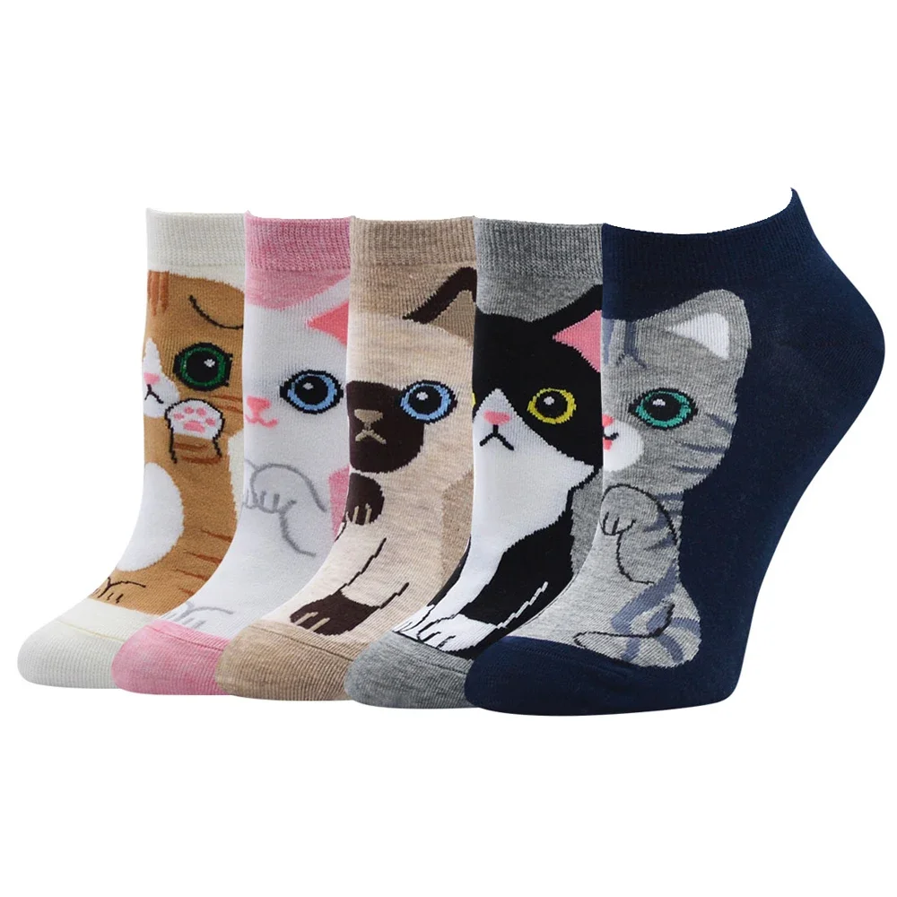 SHXI 1 Pair/Set Women's Cartoon Cute Cat Ankle Socks Breathable leisure hundred With Breathable Women's Short Mid-calf Socks