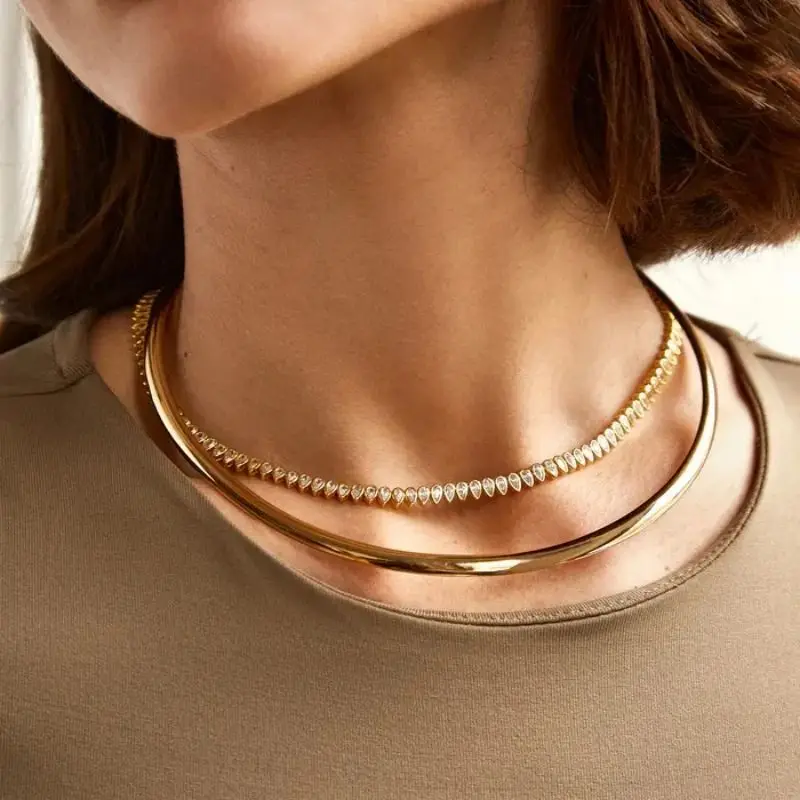 Classic Water Drop Cz Tennis Chains Necklace for Women Pave White A Zirconia Gold Platinum Plated Color Fashion Jewelry 2023