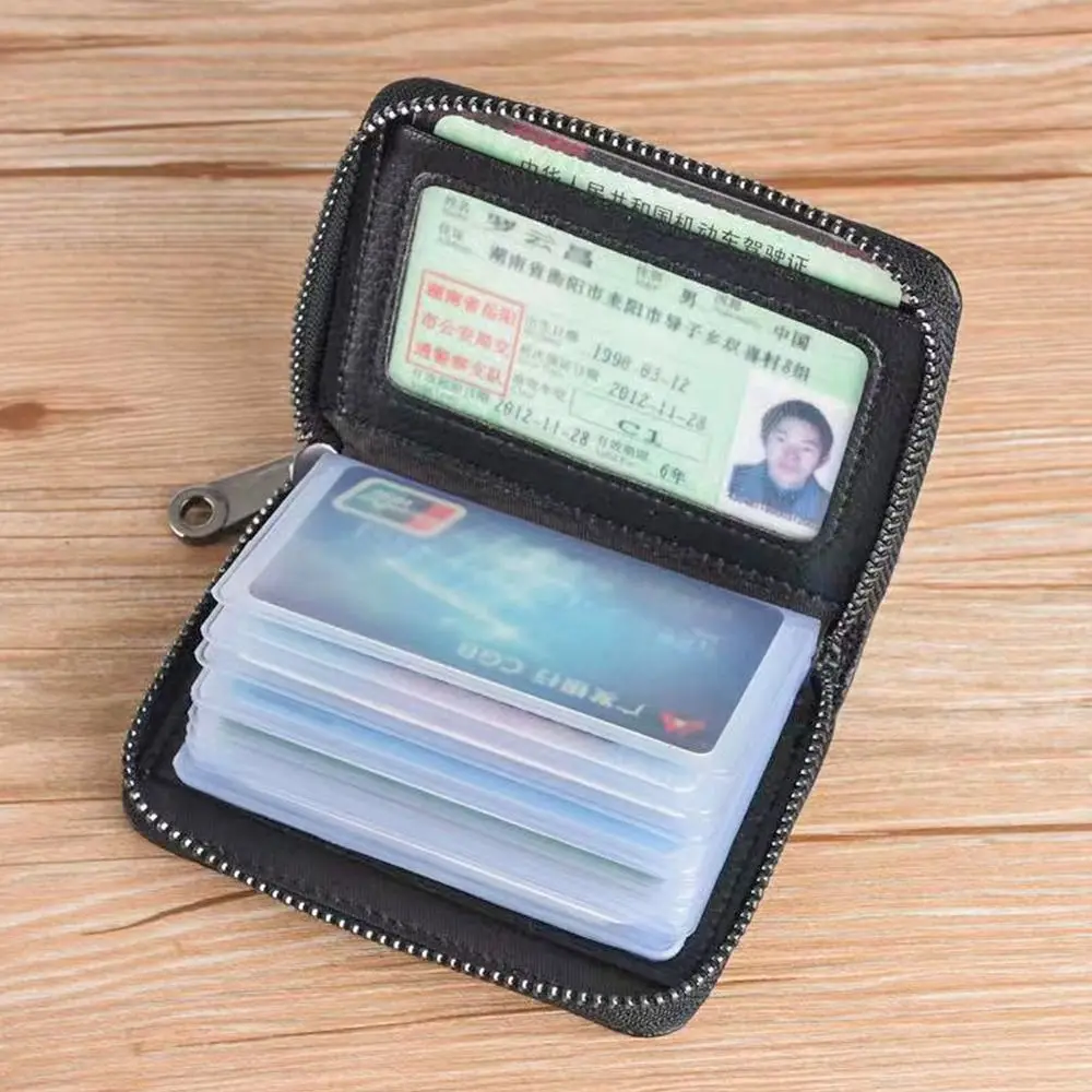 Practical Women Men 20 Detents Credit Card Holder Multi-function Zipper Leather Wallet Business Card Purses Fashion Card Case